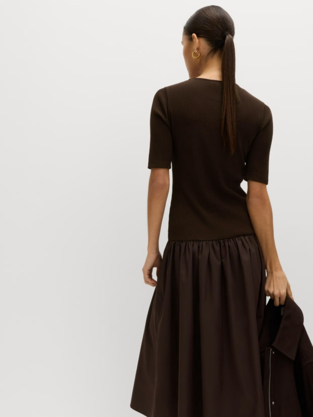Marks & Spencer Dark Brown Gathered Midi Skirt
